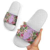 Hawaii Tropical Flowers Slide Sandals Lavender Polynesian Tattoo Art LT05 - Polynesian Pride