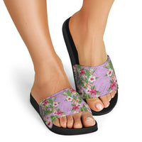 Hawaii Tropical Flowers Slide Sandals Lavender Polynesian Tattoo Art LT05 - Polynesian Pride