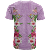 Hawaii Tropical Flowers T Shirt Lavender Polynesian Tattoo Art LT05 - Polynesian Pride