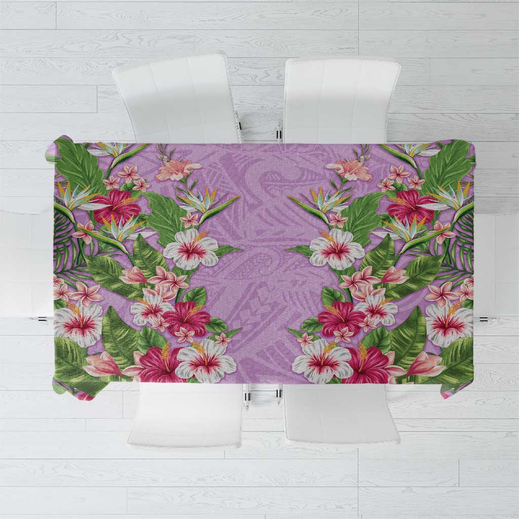 Hawaii Tropical Flowers Tablecloth Lavender Polynesian Tattoo Art LT05 Lavender - Polynesian Pride