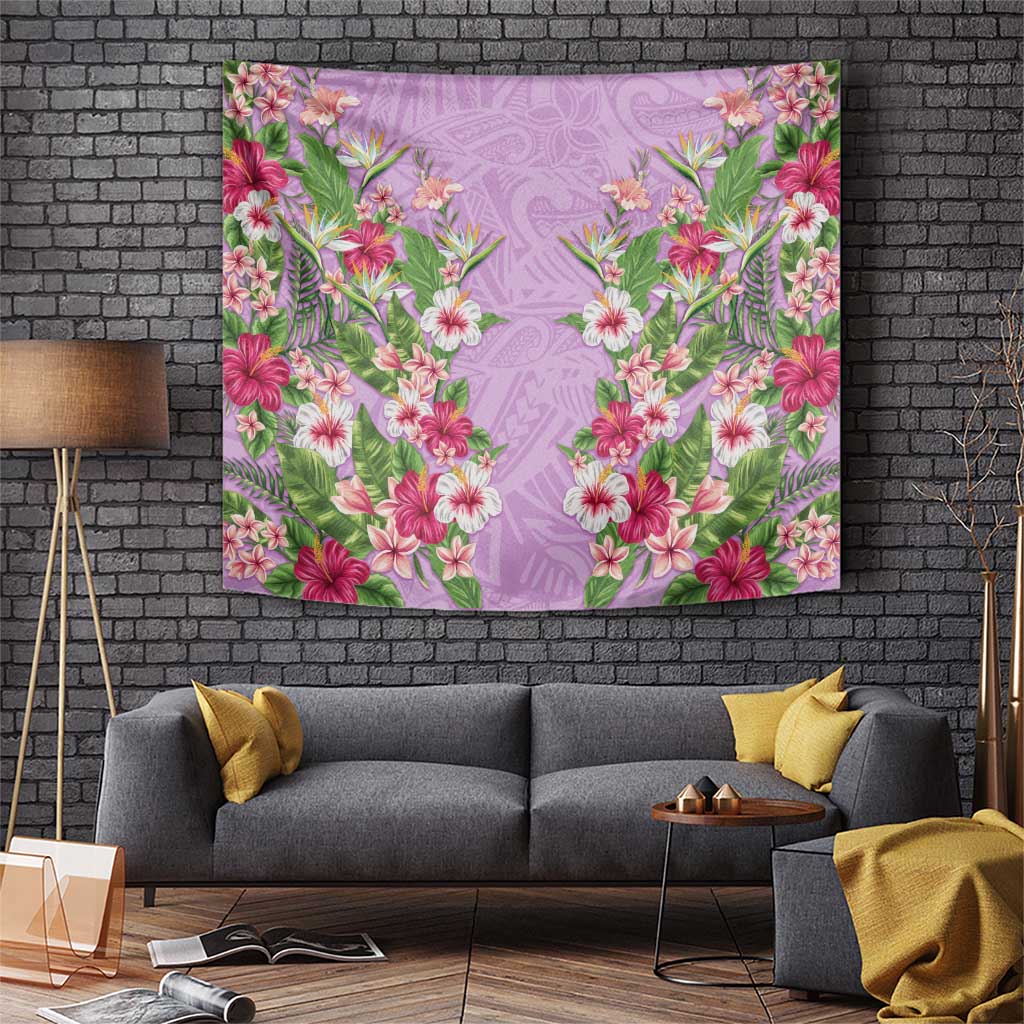 Hawaii Tropical Flowers Tapestry Lavender Polynesian Tattoo Art LT05 Lavender - Polynesian Pride