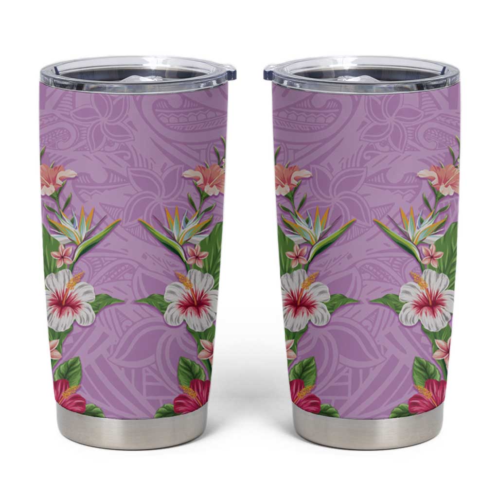 Hawaii Tropical Flowers Tumbler Cup Lavender Polynesian Tattoo Art LT05 Lavender - Polynesian Pride