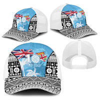 Fiji Day 2026 Baseball Net Cap Masi Tapa Pattern With Palm Tree