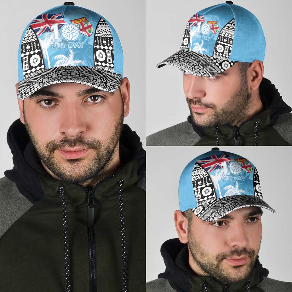 Fiji Day 2026 Classic Cap Masi Tapa Pattern With Palm Tree