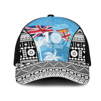 Fiji Day 2026 Mesh Trucker Cap Masi Tapa Pattern With Palm Tree