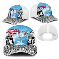 Fiji Day 2026 Mesh Trucker Cap Masi Tapa Pattern With Palm Tree