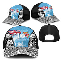 Fiji Day 2026 Mesh Trucker Cap Masi Tapa Pattern With Palm Tree