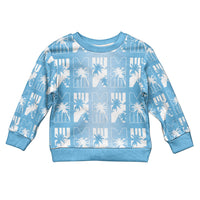 Bula Fiji Kid Ugly Christmas Sweater Blue Makare Masi Tapa Pattern