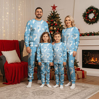Bula Fiji Christmas Pajama Set Blue Makare Masi Tapa Pattern