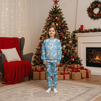 Bula Fiji Christmas Pajama Set Blue Makare Masi Tapa Pattern
