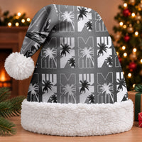 Bula Fiji Christmas Santa Hat Black Makare Masi Tapa Pattern