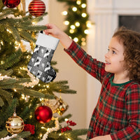 Bula Fiji Christmas Stocking Black Makare Masi Tapa Pattern