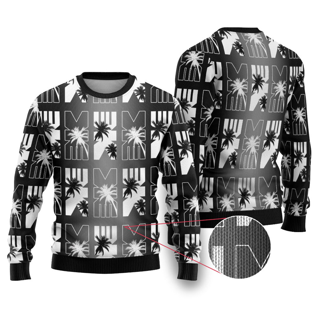 Bula Fiji Ugly Christmas Sweater Black Makare Masi Tapa Pattern
