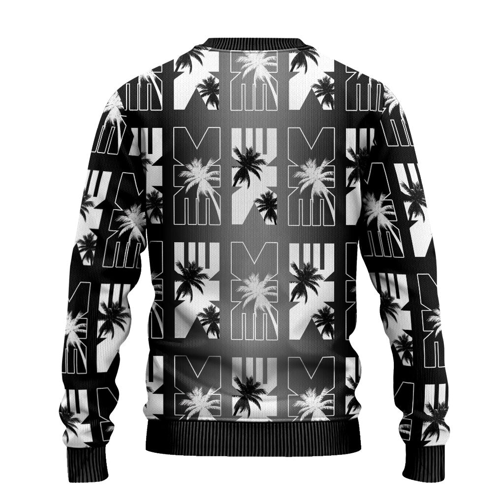 Bula Fiji Ugly Christmas Sweater Black Makare Masi Tapa Pattern