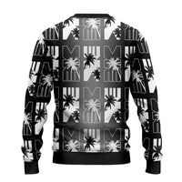 Bula Fiji Ugly Christmas Sweater Black Makare Masi Tapa Pattern