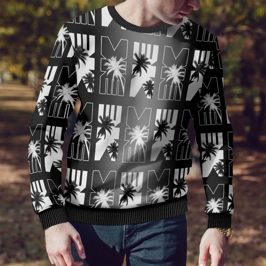 Bula Fiji Ugly Christmas Sweater Black Makare Masi Tapa Pattern