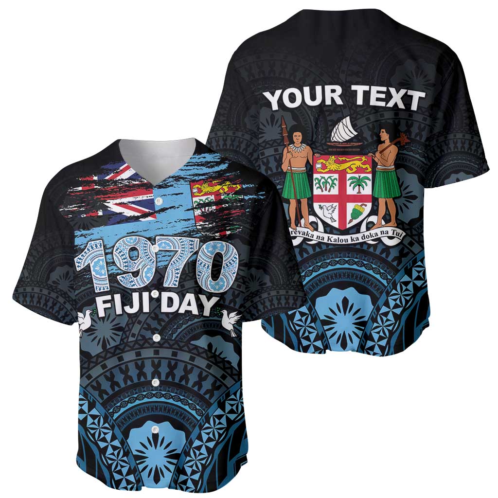 Personalised Happy Fiji Day 1970 Baseball Jersey Flag Grunge Style LT05 - Polynesian Pride