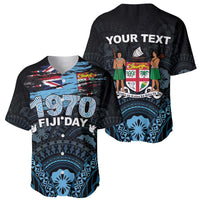 Personalised Happy Fiji Day 1970 Baseball Jersey Flag Grunge Style LT05 - Polynesian Pride