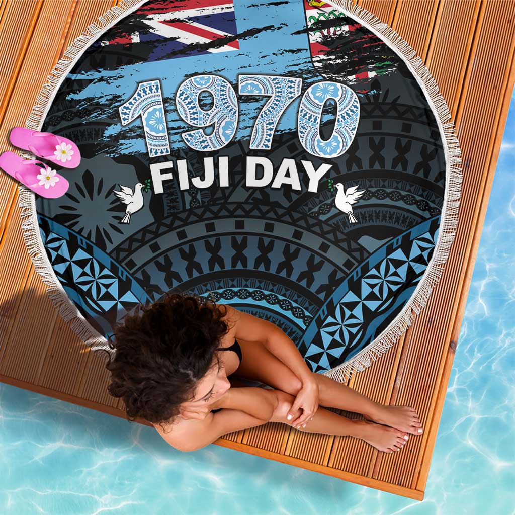 Happy Fiji Day 1970 Beach Blanket Flag Grunge Style LT05 - Polynesian Pride
