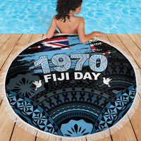 Happy Fiji Day 1970 Beach Blanket Flag Grunge Style LT05 - Polynesian Pride