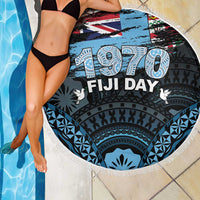 Happy Fiji Day 1970 Beach Blanket Flag Grunge Style LT05 - Polynesian Pride