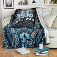 Happy Fiji Day 1970 Blanket Flag Grunge Style LT05 Black - Polynesian Pride