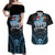 Personalised Happy Fiji Day 1970 Couples Matching Off Shoulder Maxi Dress and Hawaiian Shirt Flag Grunge Style