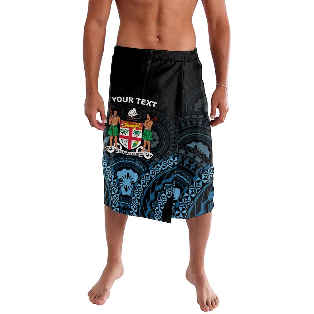 Personalised Happy Fiji Day 1970 Lavalava Flag Grunge Style LT05 Black - Polynesian Pride