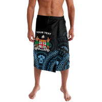 Personalised Happy Fiji Day 1970 Lavalava Flag Grunge Style LT05 Black - Polynesian Pride
