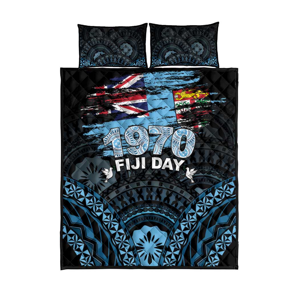 Happy Fiji Day 1970 Quilt Bed Set Flag Grunge Style LT05 - Polynesian Pride