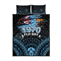 Happy Fiji Day 1970 Quilt Bed Set Flag Grunge Style LT05 - Polynesian Pride