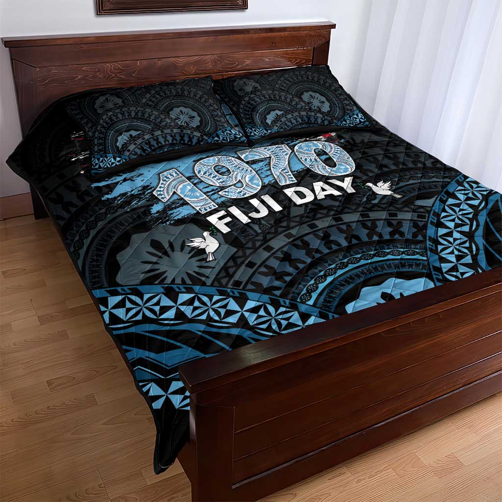 Happy Fiji Day 1970 Quilt Bed Set Flag Grunge Style LT05 - Polynesian Pride