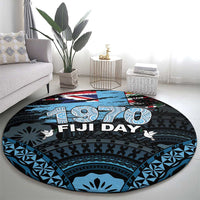 Happy Fiji Day 1970 Round Carpet Flag Grunge Style LT05 - Polynesian Pride