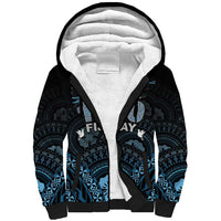 Personalised Happy Fiji Day 1970 Sherpa Hoodie Flag Grunge Style LT05 Unisex Black - Polynesian Pride