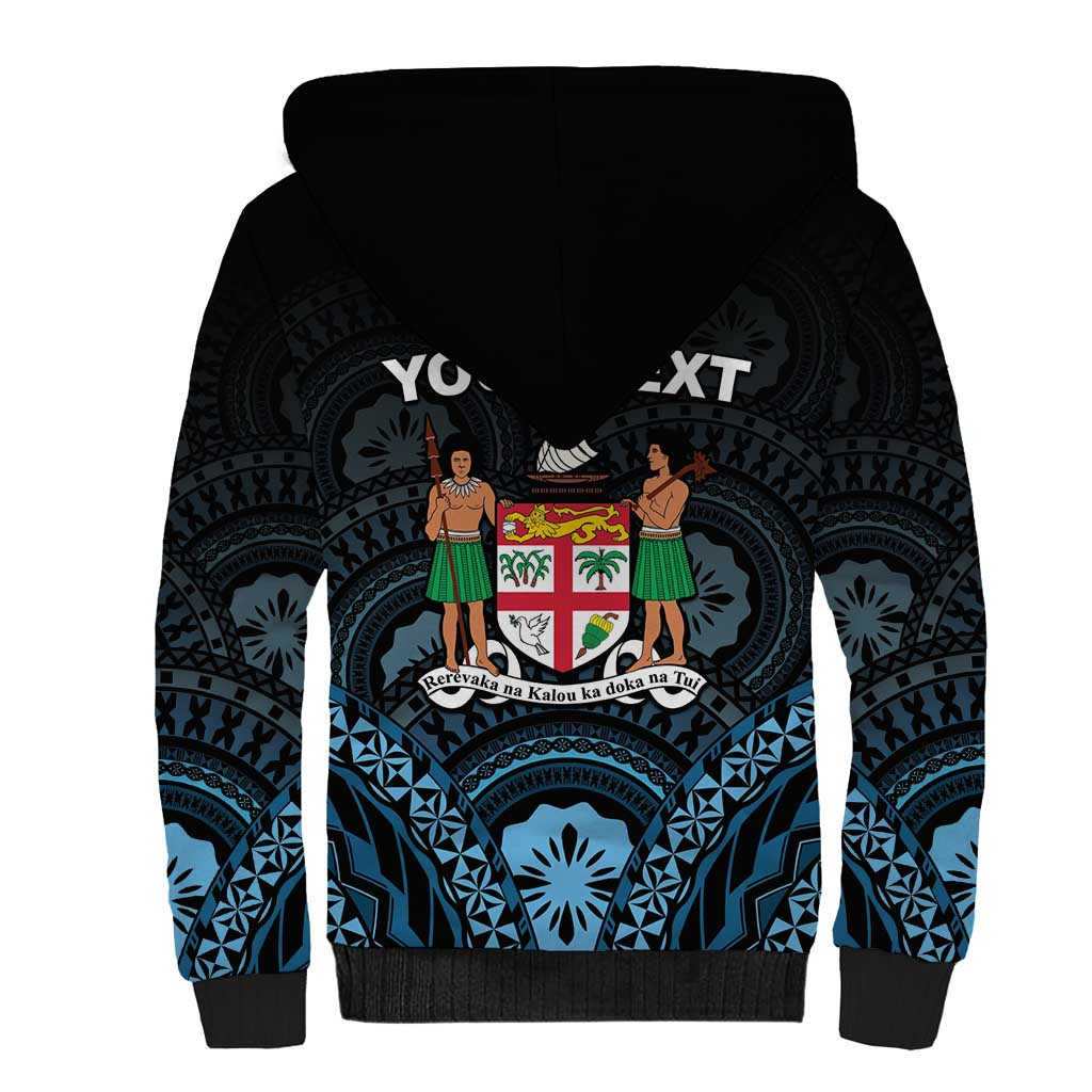 Personalised Happy Fiji Day 1970 Sherpa Hoodie Flag Grunge Style LT05 - Polynesian Pride
