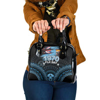 Happy Fiji Day 1970 Shoulder Handbag Flag Grunge Style LT05 One Size Black - Polynesian Pride