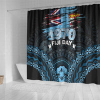 Happy Fiji Day 1970 Shower Curtain Flag Grunge Style LT05 - Polynesian Pride