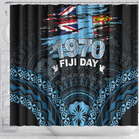 Happy Fiji Day 1970 Shower Curtain Flag Grunge Style LT05 - Polynesian Pride