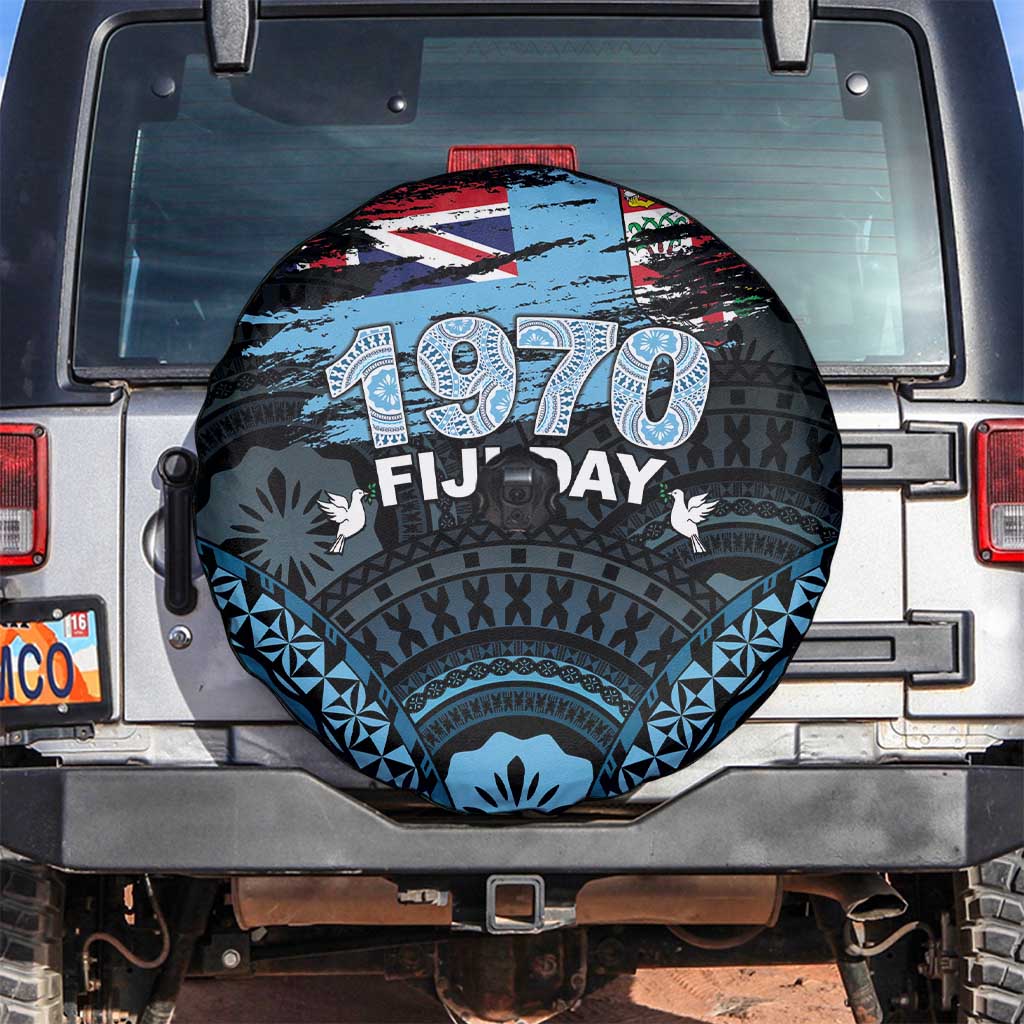 Happy Fiji Day 1970 Spare Tire Cover Flag Grunge Style