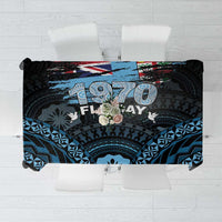 Happy Fiji Day 1970 Tablecloth Flag Grunge Style LT05 Black - Polynesian Pride