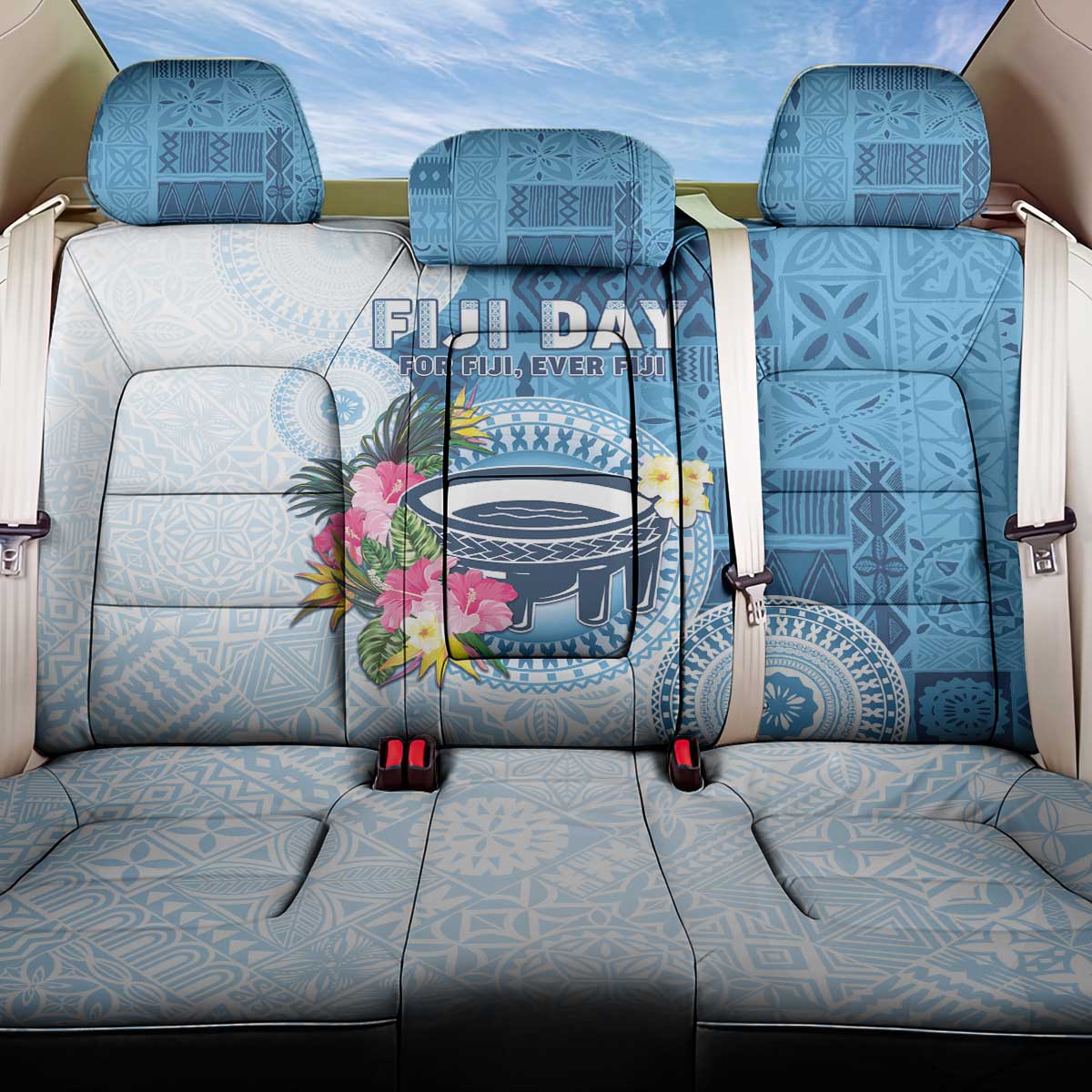 Fiji Day Back Car Seat Cover Proud To Be Fijian LT05 One Size Blue - Polynesian Pride