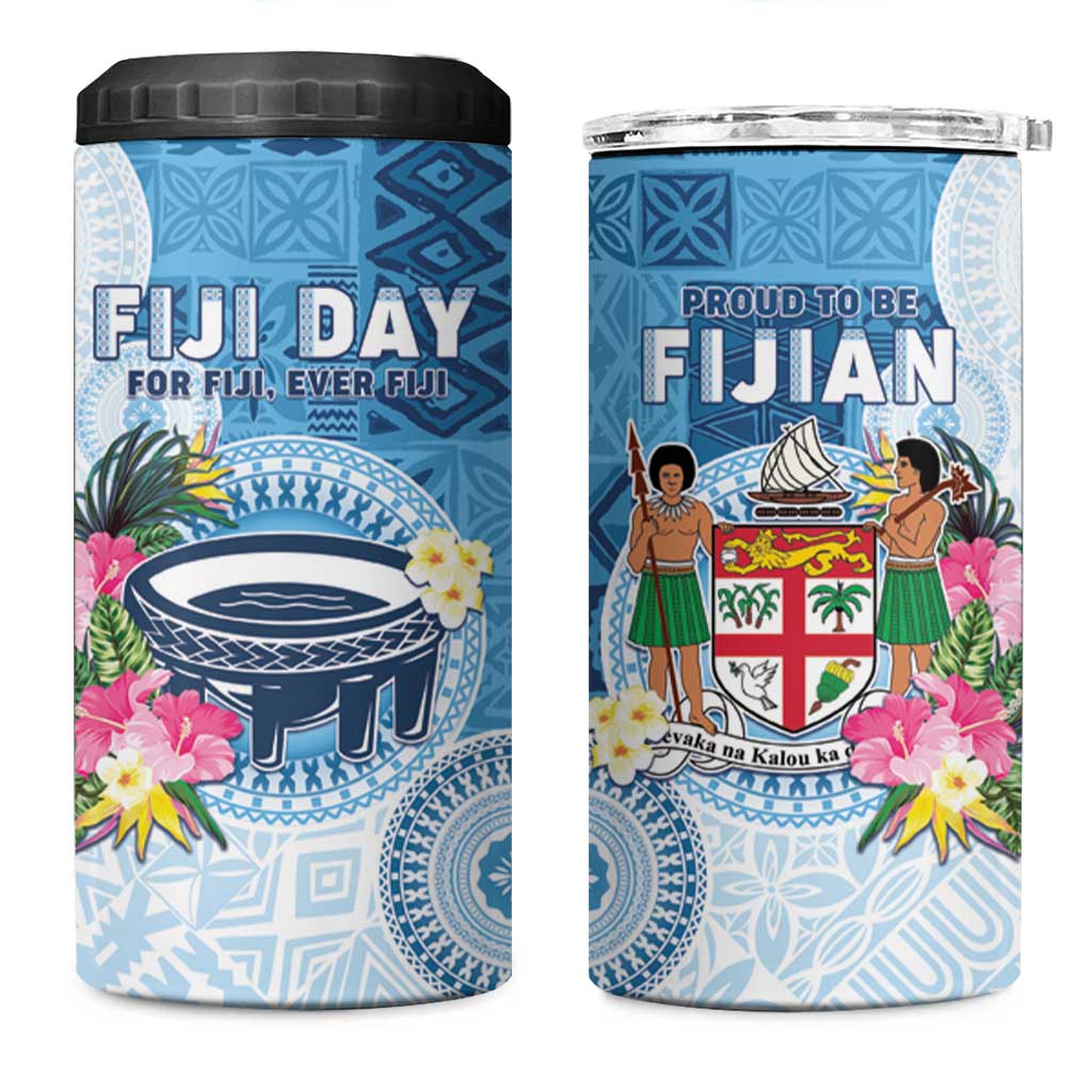 Fiji Day 4 in 1 Can Cooler Tumbler Proud To Be Fijian LT05 One Size: 16 oz Blue - Polynesian Pride
