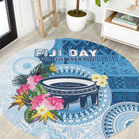 Fiji Day Round Carpet Proud To Be Fijian LT05 Blue - Polynesian Pride