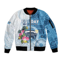 Fiji Day Sleeve Zip Bomber Jacket Proud To Be Fijian LT05 Unisex Blue - Polynesian Pride