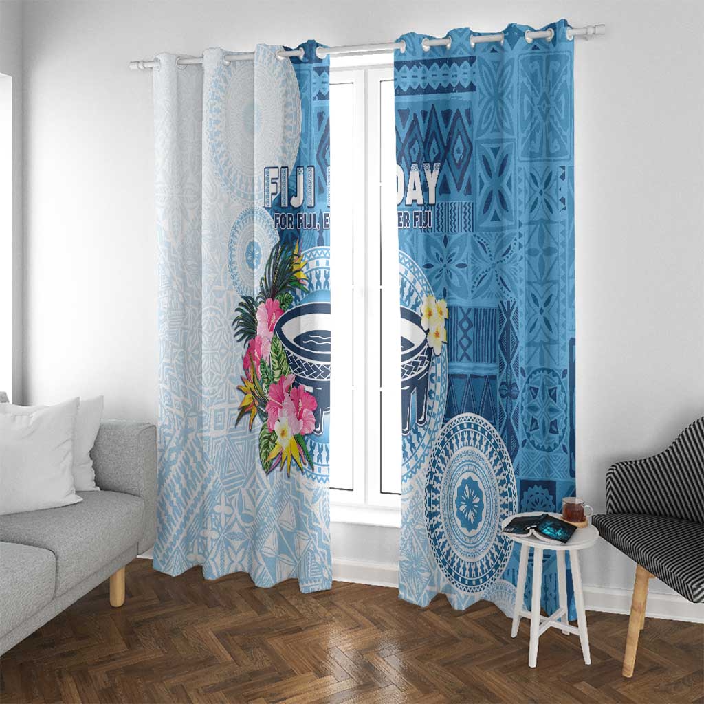 Fiji Day Window Curtain Proud To Be Fijian LT05 With Grommets Blue - Polynesian Pride