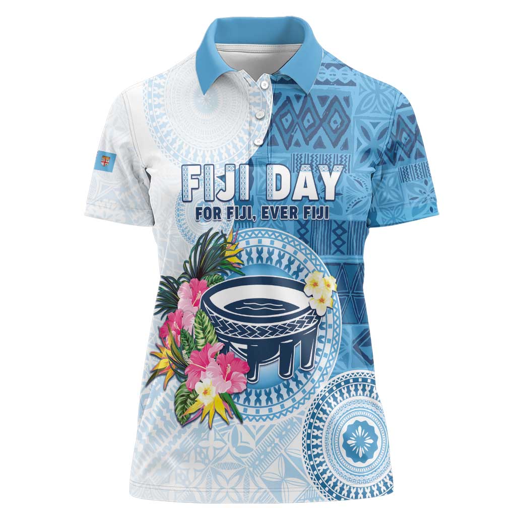 Fiji Day Women Polo Shirt Proud To Be Fijian LT05 Female Blue - Polynesian Pride