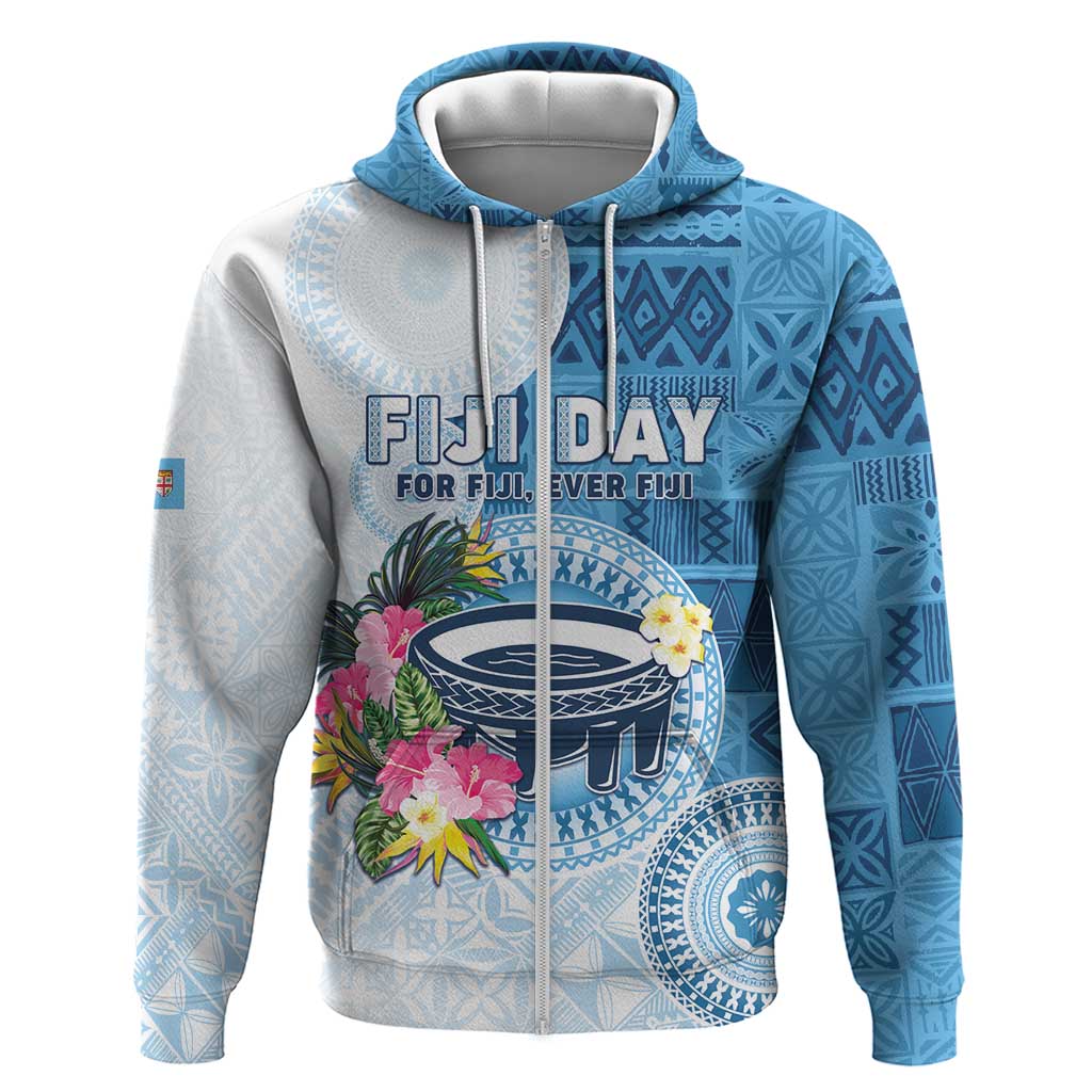 Fiji Day Zip Hoodie Proud To Be Fijian LT05 Zip Hoodie Blue - Polynesian Pride