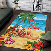 Hawaii Jolly Christmas Area Rug Xmas Is Better At The Beach LT05 Blue - Polynesian Pride