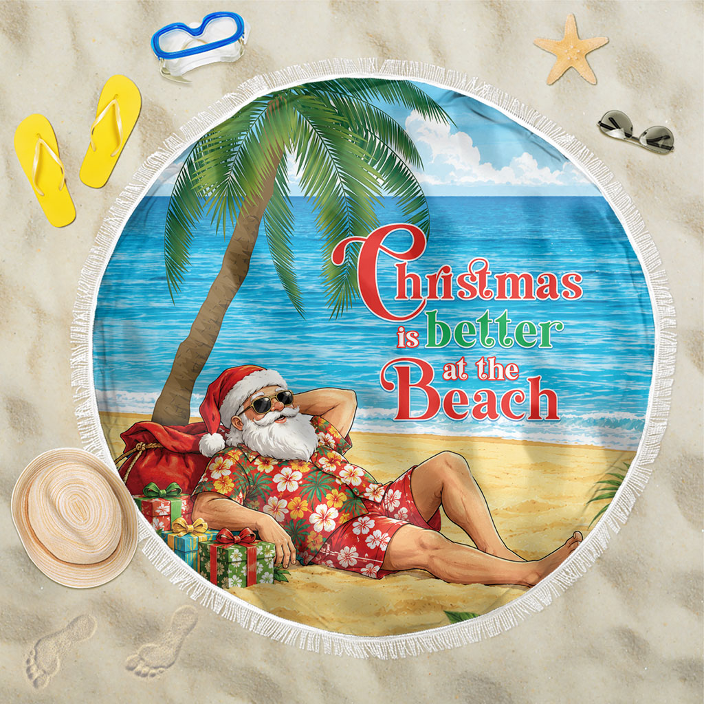 Hawaii Jolly Christmas Beach Blanket Xmas Is Better At The Beach LT05 One Size 150cm Blue - Polynesian Pride
