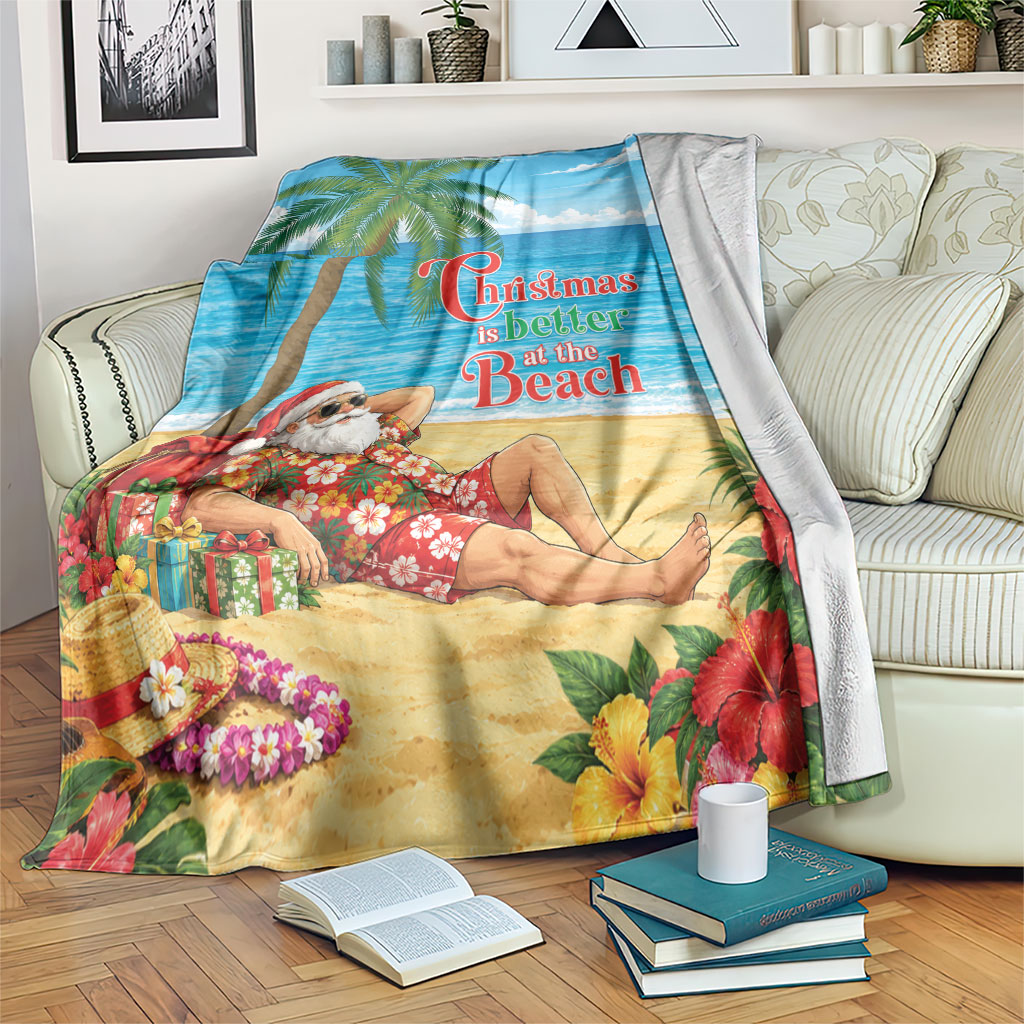 Hawaii Jolly Christmas Blanket Xmas Is Better At The Beach LT05 Blue - Polynesian Pride